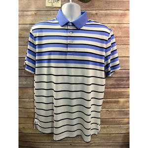 RLX Ralph Lauren Mens Striped Golf Polo Size L Short Sleeve Wicking Stretch EUC